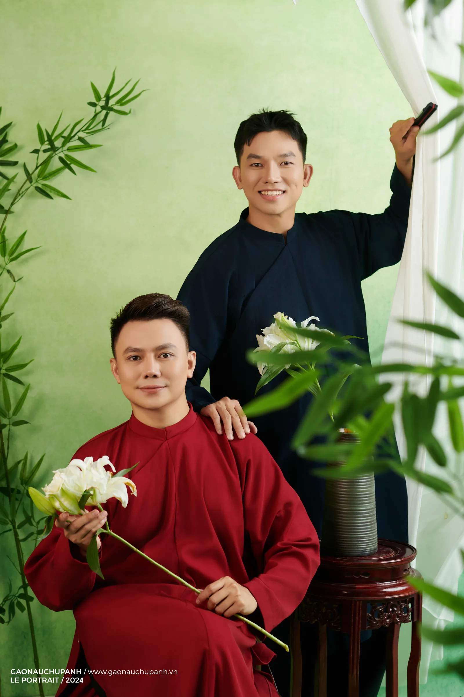 Lê Pada & Bửu Vivu chụp áo dài ngũ thân — hậu trường Gạo Nâu